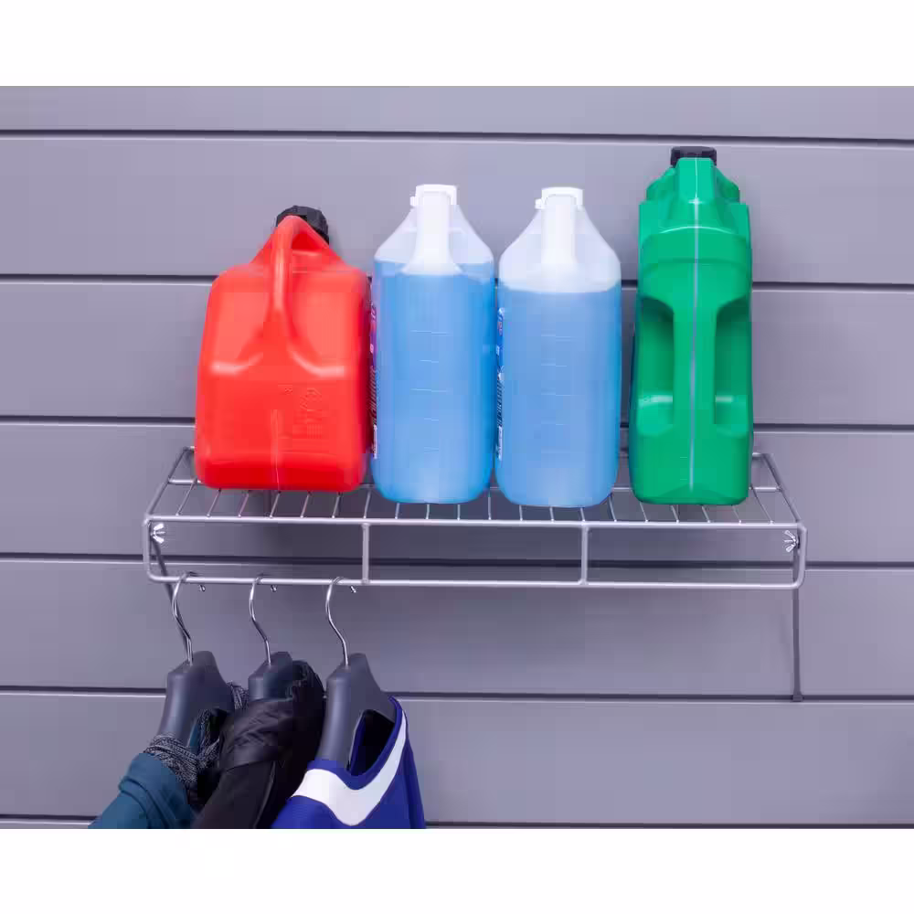 CROWNWALL 24 in. L x 12 in. W Slatwall Wire Shelf with Rail (2-Pack)