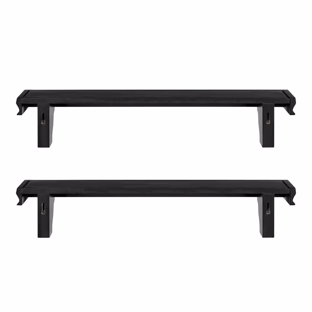 DANYA B 24 in. Black Floating Display Ledge Wall Shelves (Set of 2)
