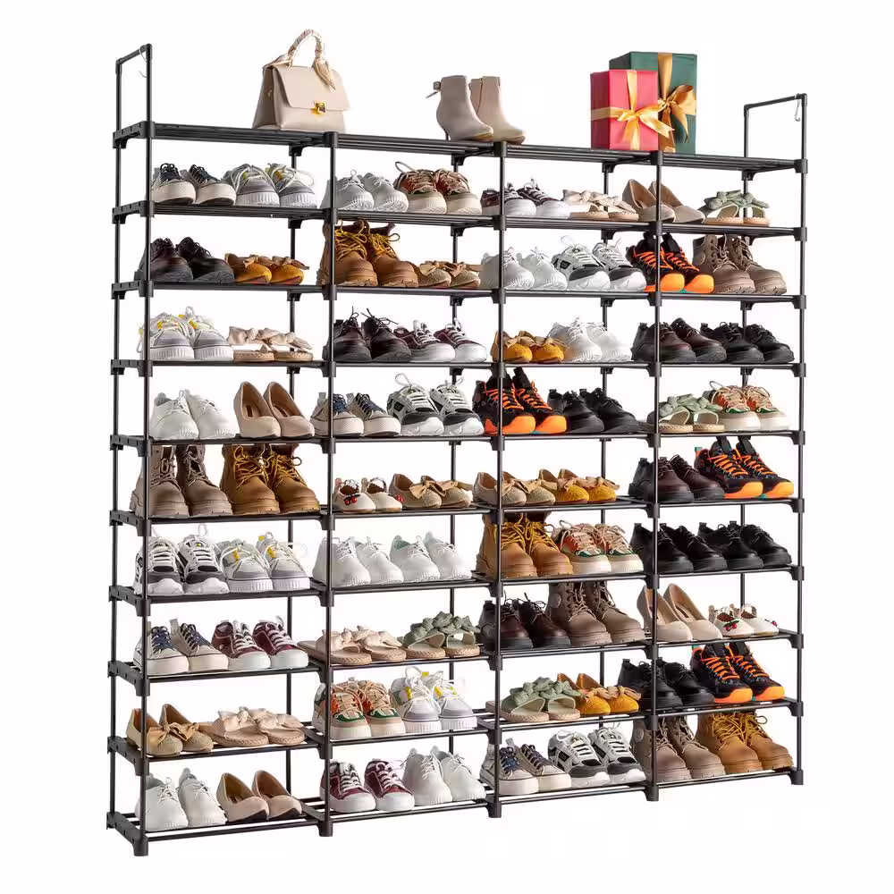 Karl home 68.9 in. H 72-Pair Black Shoe Rack