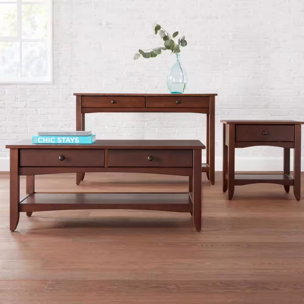 StyleWell Cedar Springs Rectangular Sable Brown Finish Wood 2 Drawer Console Table (47.5 in. W x 30 in. H)