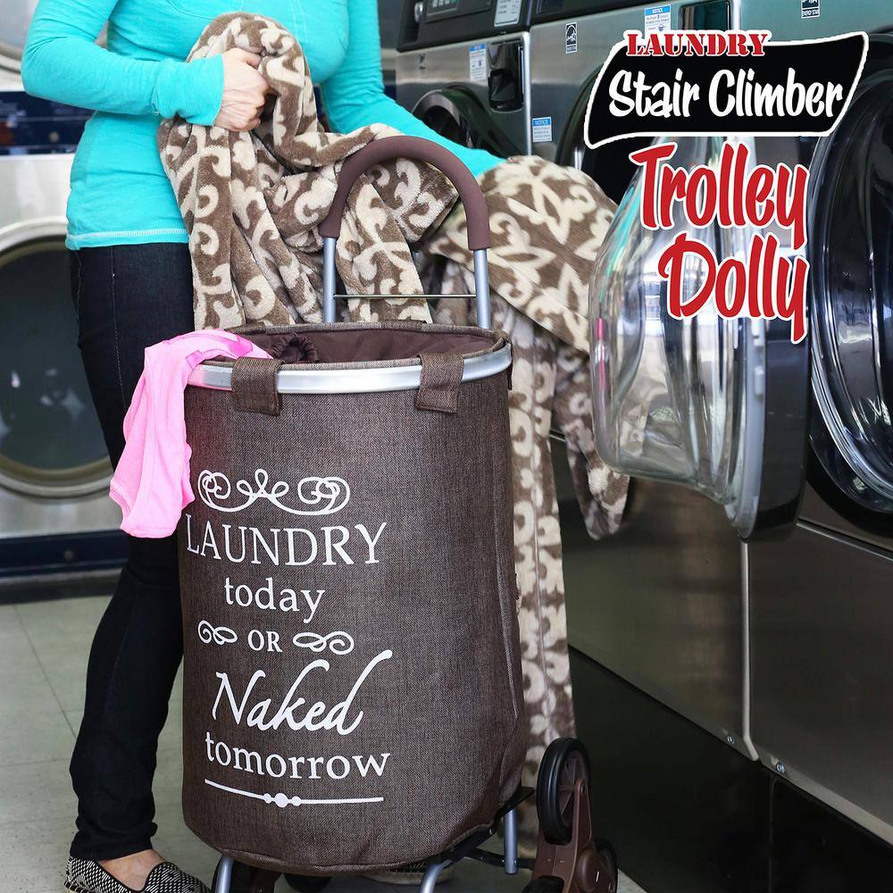 None 18 in. W x 11 in. D x 36 in. H Fabric Laundry Basket Hamper with Wheels Brown