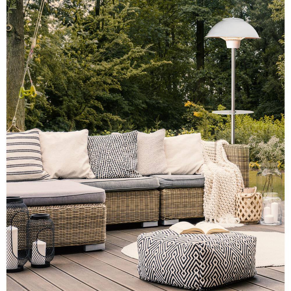 Hanover 1500-Watt Infrared Electric Patio Heater with Built-In Table Stand in Silver