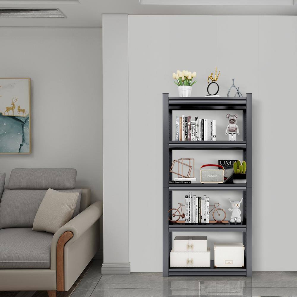Amucolo Black 5-Tier Adjustable Heavy Duty Metal Shelving Unit Shelving Utility Rack 31.5 in. W x 15.75 in. D x 63 in. H