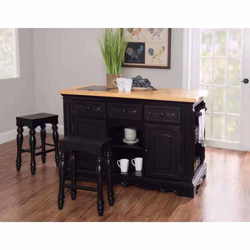 Powell Company Natural Pennfield Black Kitchen Island Granite Top