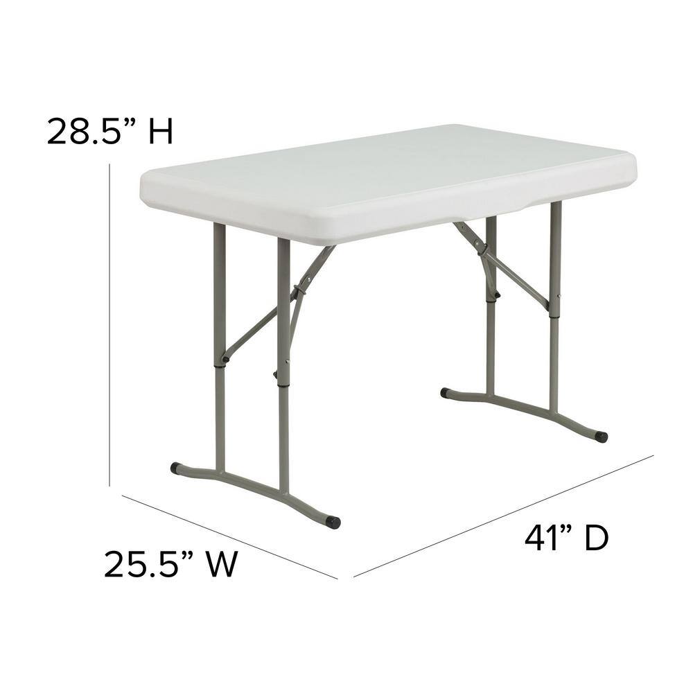 None 41 in. Granite White Plastic Tabletop Plastic Seat Folding Table and Bench Set