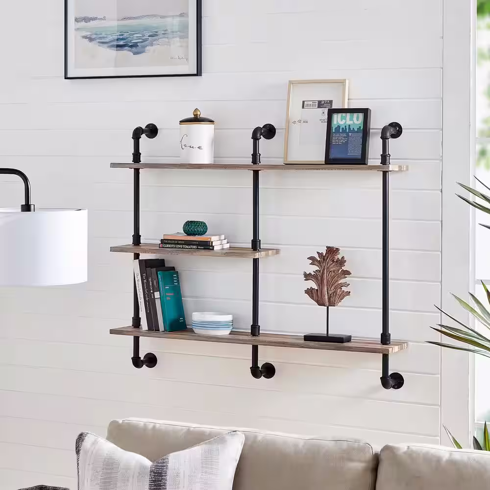 DANYA B Aurora Three Tier Pipe Shelf Unit
