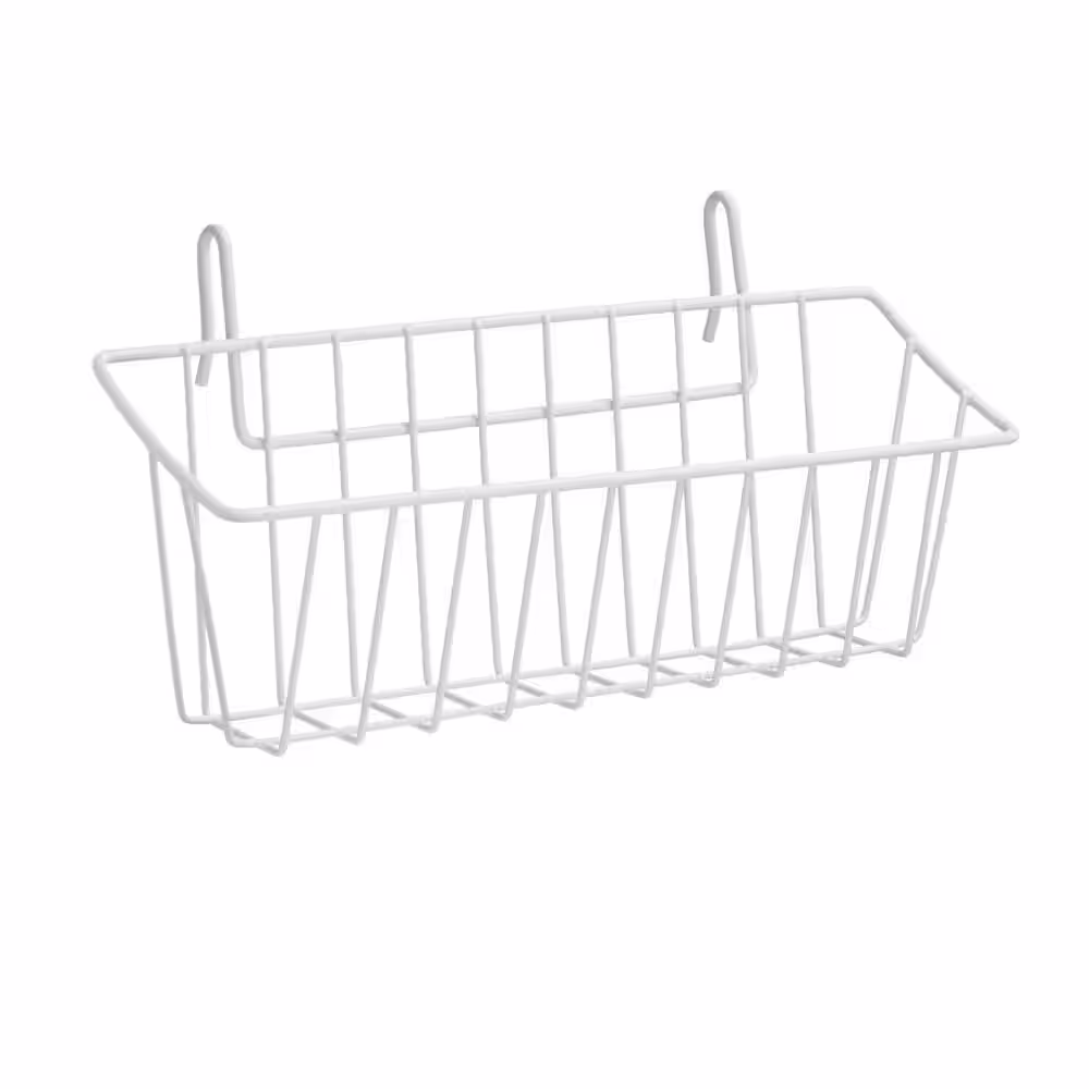Everbilt 5.39 in. H x 120 in. W White Steel 1-Drawer Wide Mesh Wire Basket