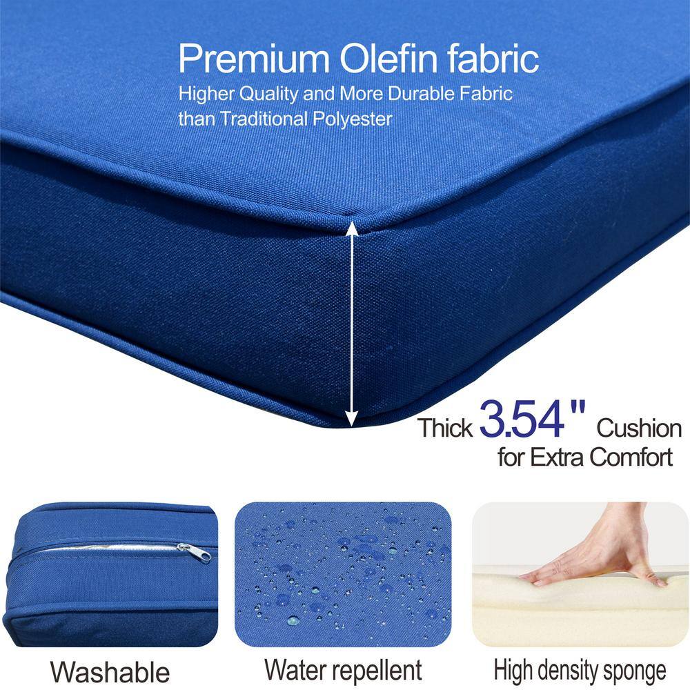 XIZZI Erie Lake Brown 8-Piece Wicker Patio Conversation Seating Sofa Set with Navy Blue Cushions and Swivel Rocking Chairs