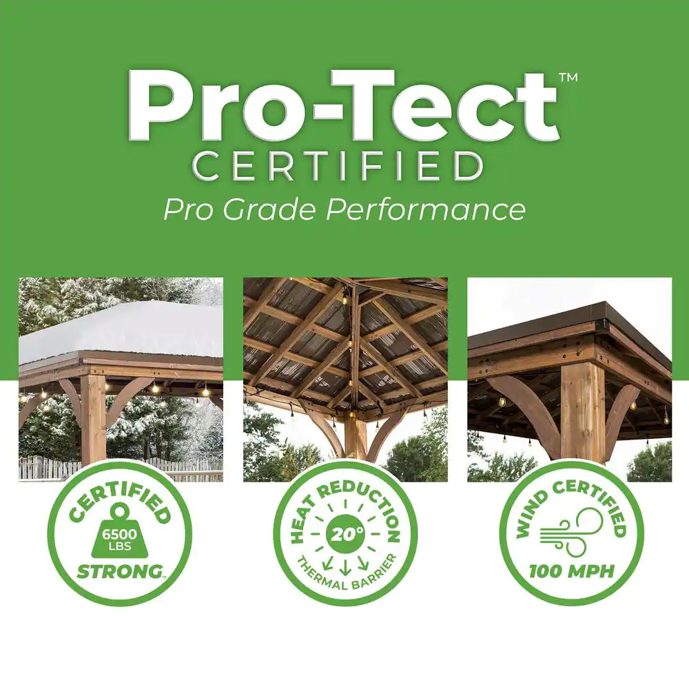 Backyard Discovery Barrington 14 ft. x 12 ft. Light Brown Wooden Gazebo with Hip Roof