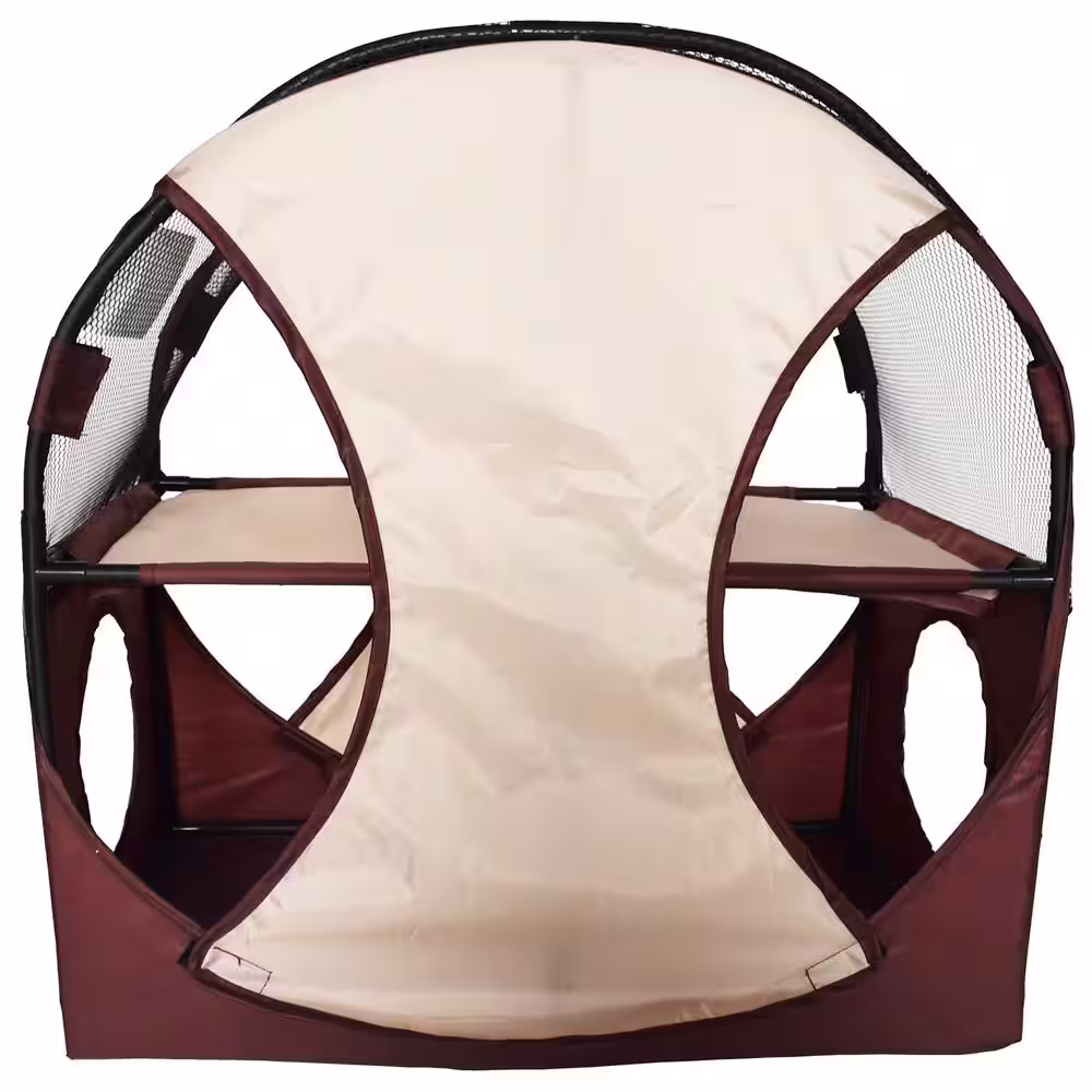 PET LIFE Khaki and Brown Kitty-Play Obstacle Travel Collapsible Soft Folding Pet Cat House