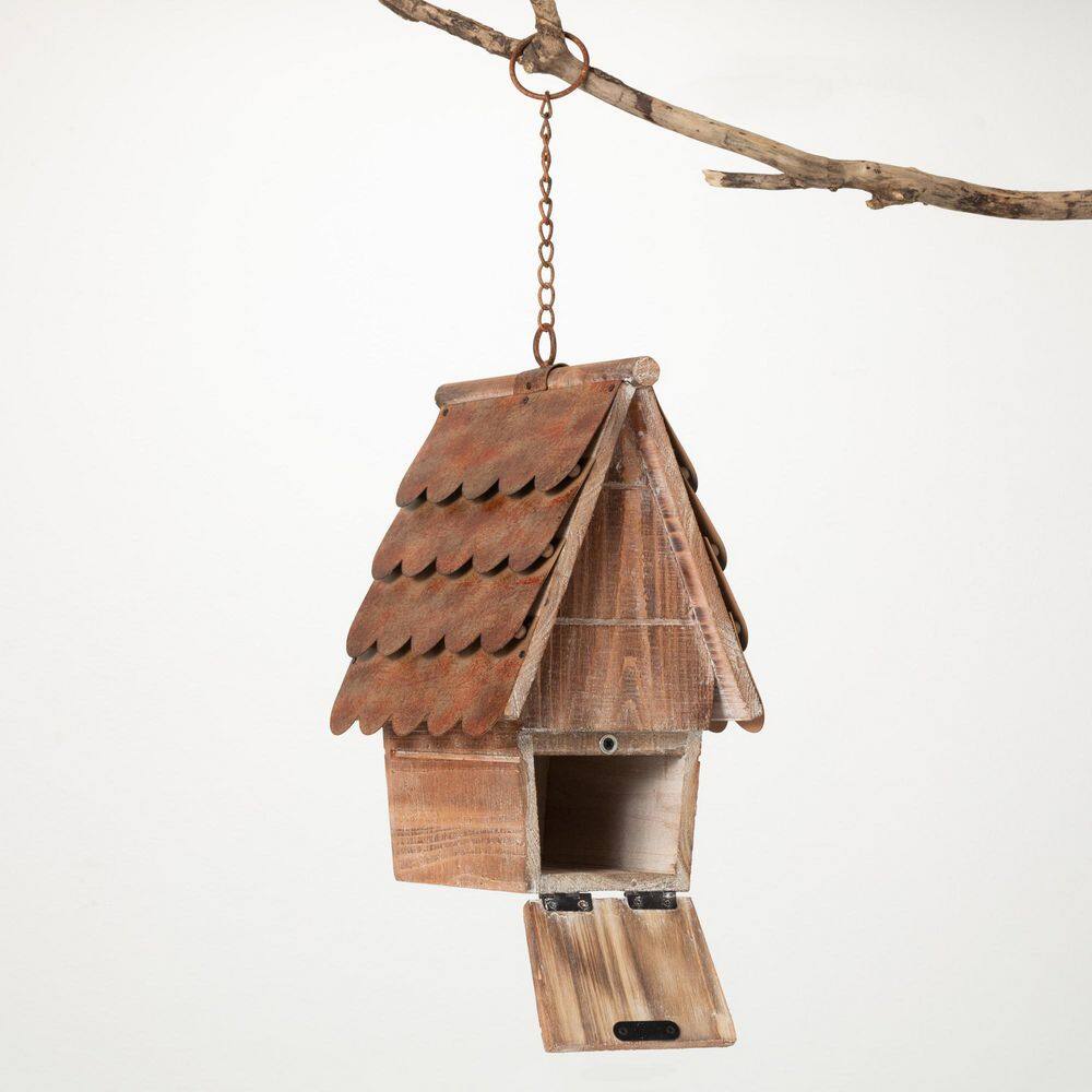 SULLIVANS 12.5 in. Brown Copper Shingled Wood Birdhouse
