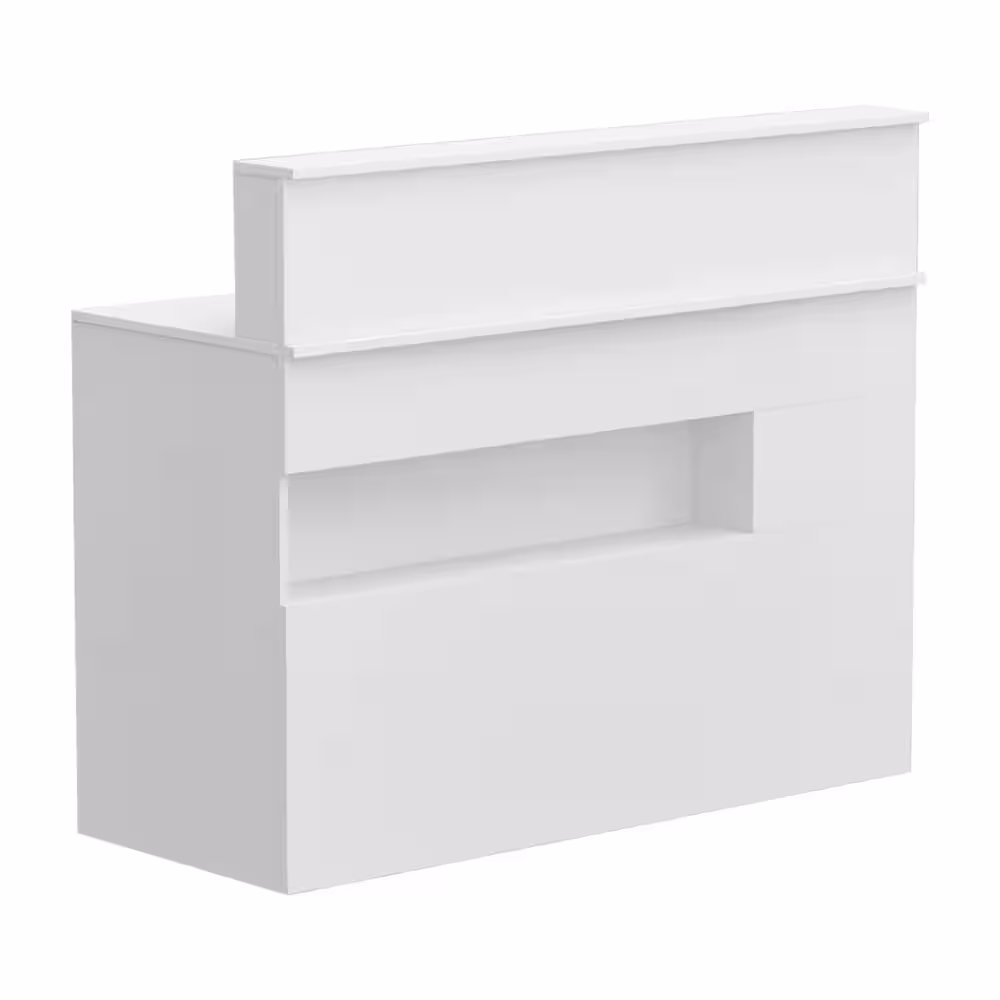 None Wooden Writing Desk, White Computer Desk with 2 Drawers, Keyboard Tray and Eco-Friendly Paint Finish, 47.2 in. W