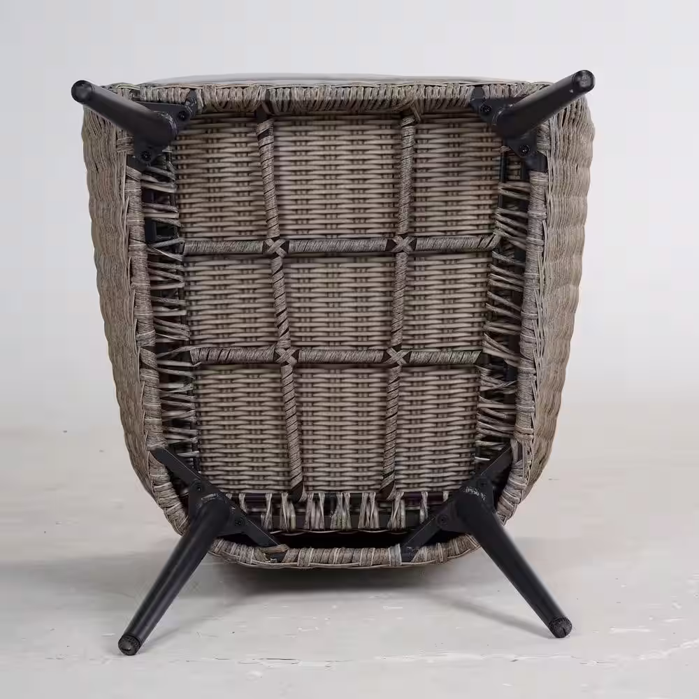 SUNRINX 3-Piece Wicker Bistro Set with Beige Cushions