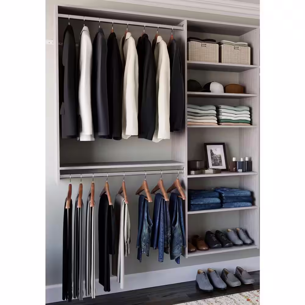 Closet Evolution 120 in. W - 144 in. W Rustic Grey Wood Basic Closet System