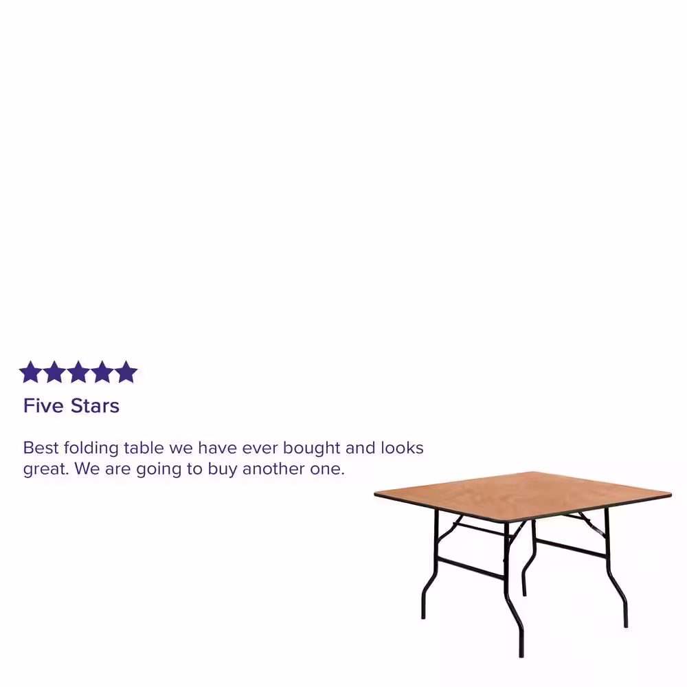 None 48 in. Natural Wood Tabletop Metal Frame Folding Table