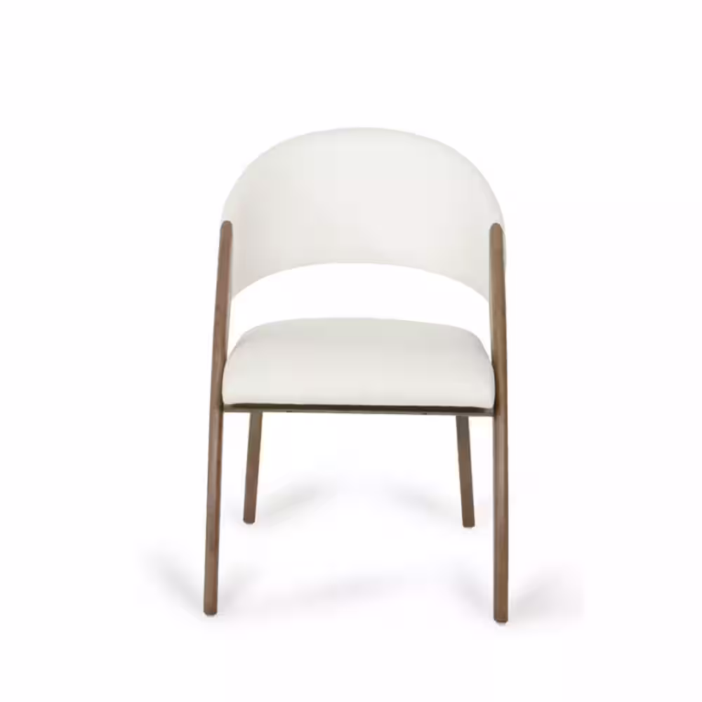 HomeRoots Valerie Walnut Wood and Cream Leatherette Dining Chair (Set of 1)