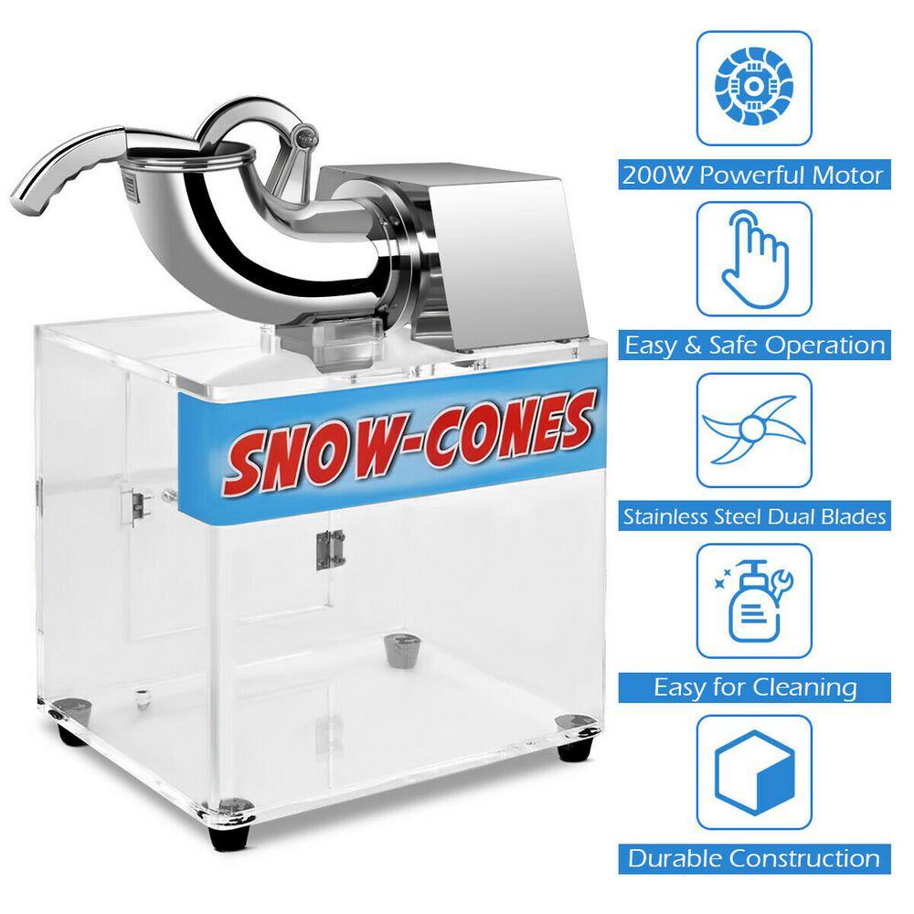 Costway 0 oz. Electric White Snow Cone Machine Ice Shaver Maker Shaving Crusher Dual Blades