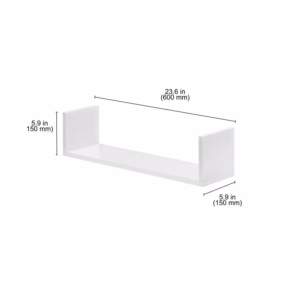 Dolle U-Rack 23.6 in. x 5.9 in. x 5.9 in. White MDF Decorative Wall Shelf with Brackets