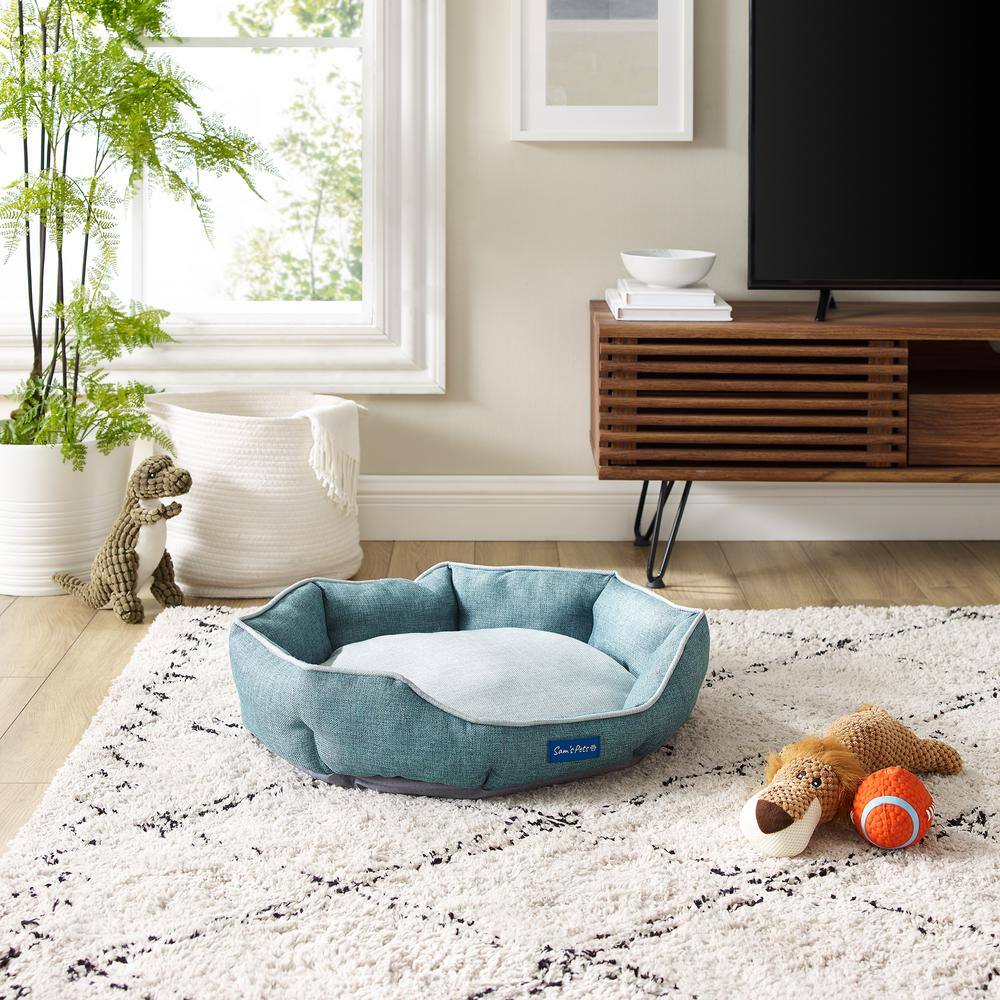 Sam's Pets Arthur Medium Teal Hexagon Dog Bed