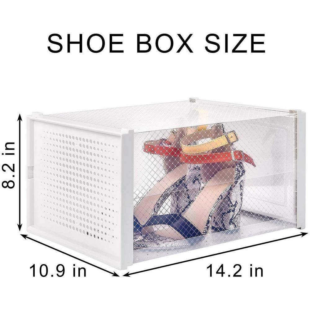 None 6-Pair Transparent Foldable Stackable Plastic Shoe Boxes