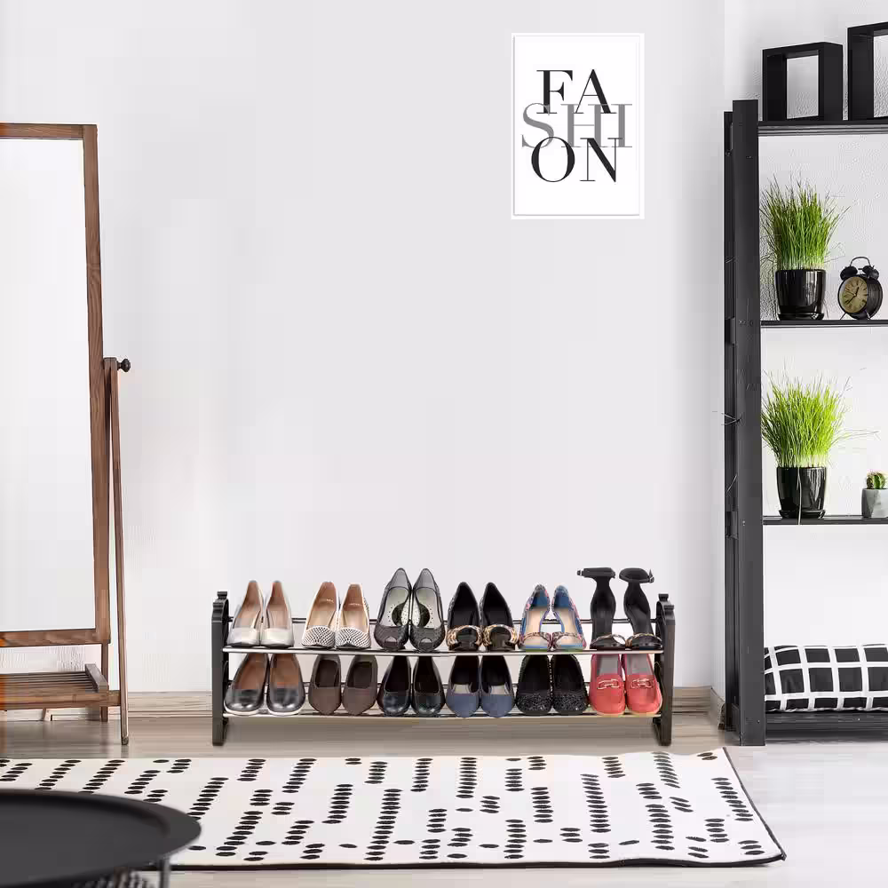 Seville Classics 25.19 H 20-Pair Black Steel Shoe Rack