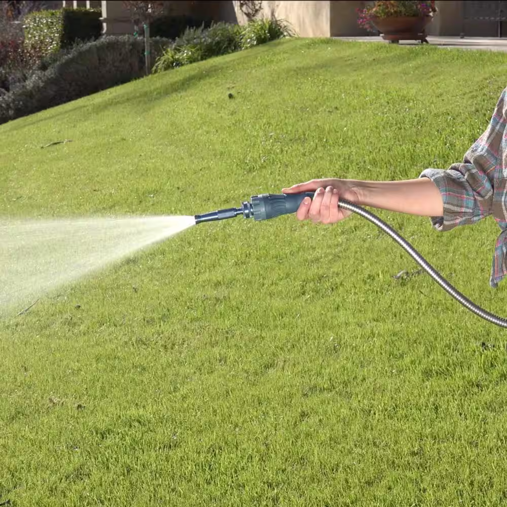 BERNINI FOUNTAINS Pro 5/8 in. Dia. x 50 ft. Length Light Kink Free Metal Hose - Grey