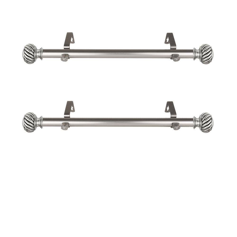 Rod Desyne Baldir 12 in. - 20 in. L Adjustable 1 in. Dia Single Side Window Curtain Rod in Satin Nickel (Set of 2)