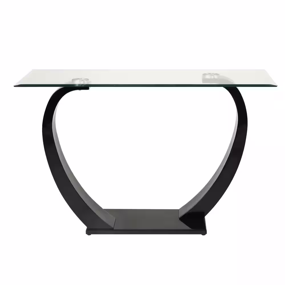 Furniture of America Tafthall 48 in. Black Rectangle Glass Console Table