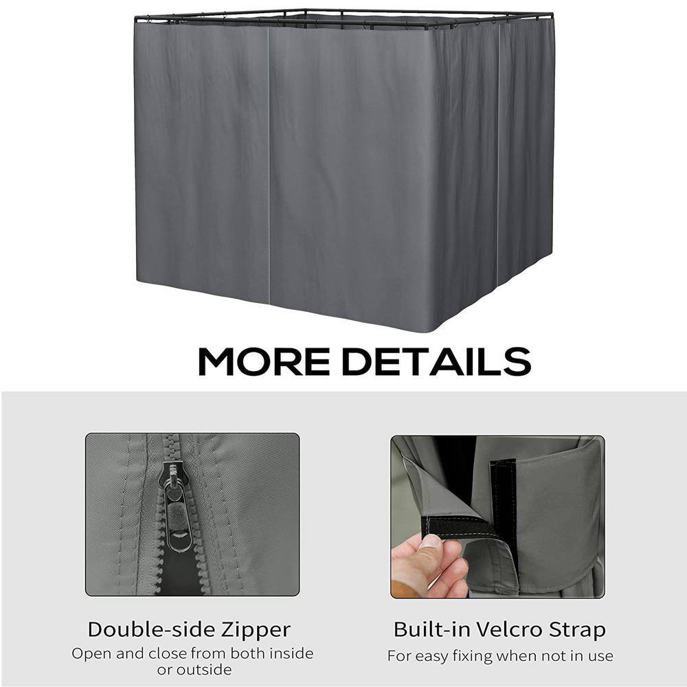 None 10 ft. x 10 ft. Gazebo Replacement Gazebo 4-Side Sidewall with Zippers in Gray