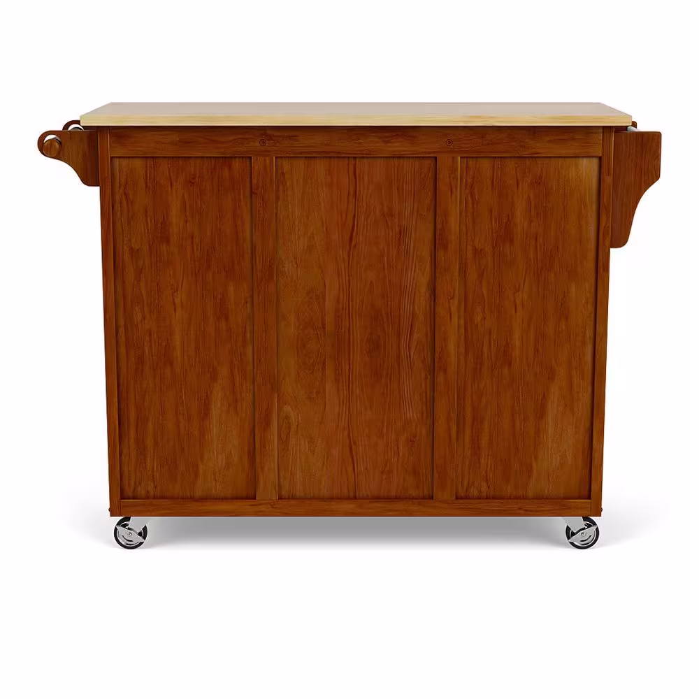HOMESTYLES Create-a-Cart Cherry Kitchen Cart With Natural Wood Top