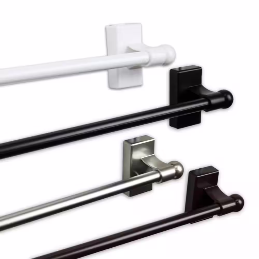 None 28 in. - 48 in. Single Curtain Rod in White with Finial