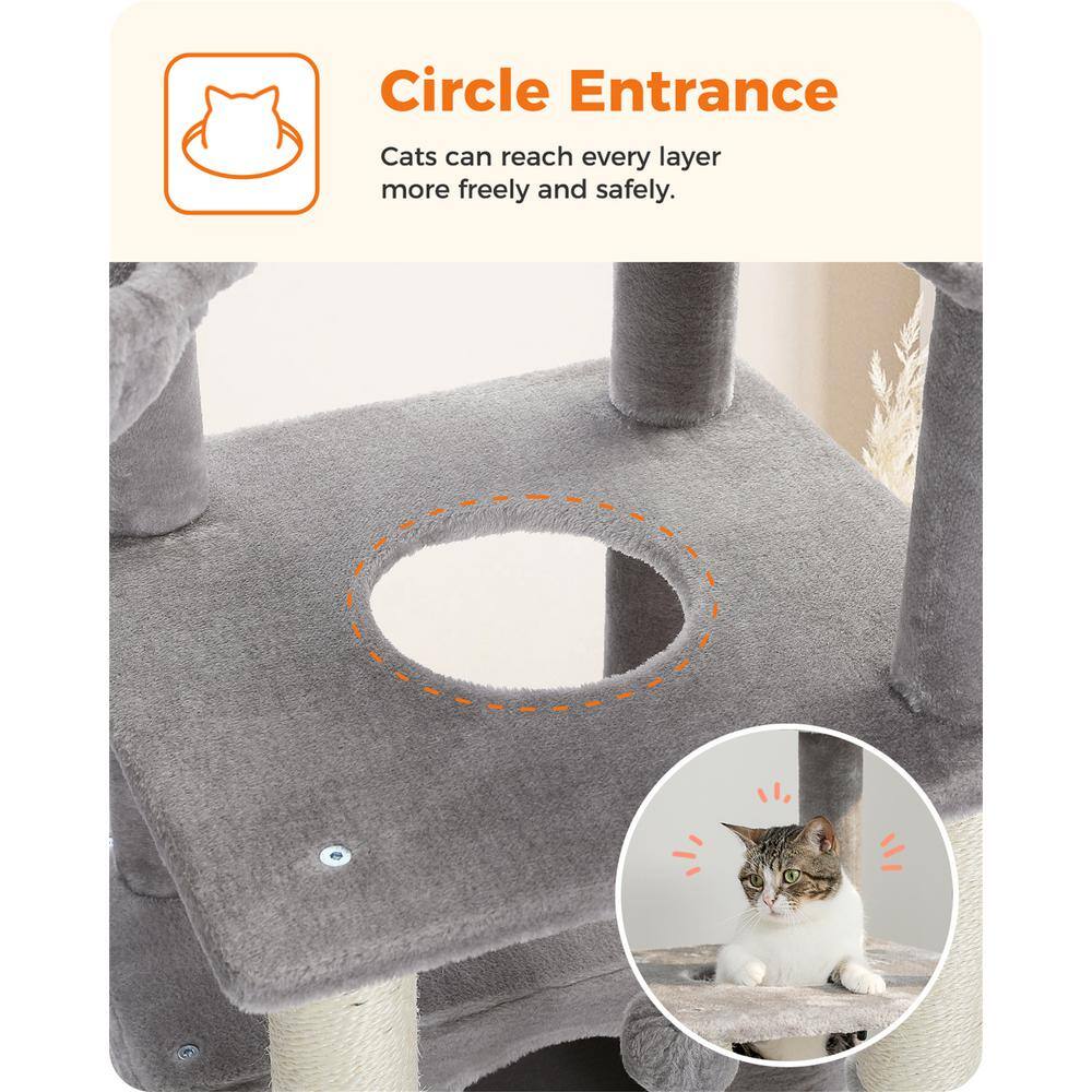 None Modern Cat Tree, Cat House, Cat Bed, Scratching Posts and Trees in Grey