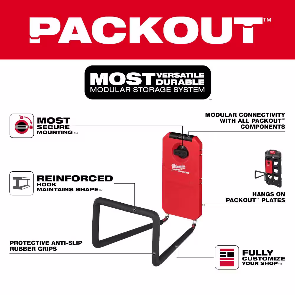 Milwaukee Packout Large Hook with Packout Compact Wall Plate