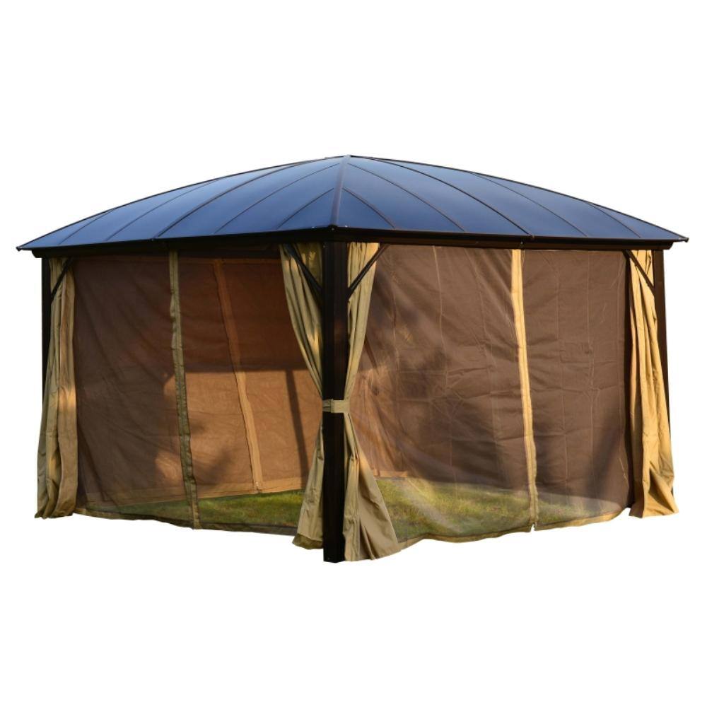 ALEKO 12 ft. x 12 ft. Hardtop Gazebo with Aluminum frame in Brown