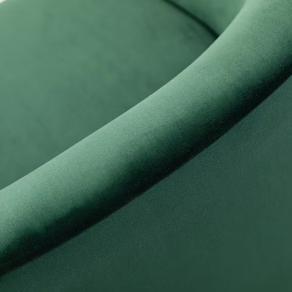 JAYDEN CREATION Estefan Green Comfy Velvet Swivel Barrel Chair with Metal Base