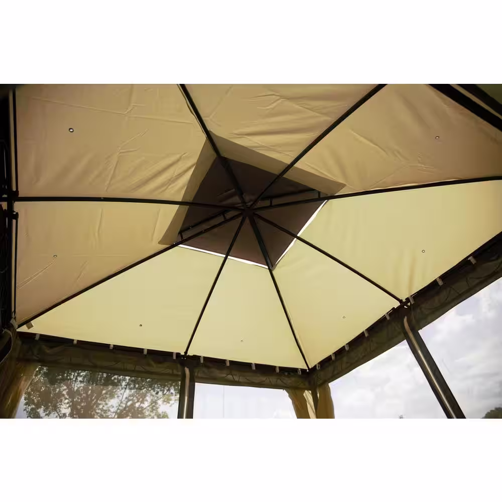 None Patio 10 ft. x 10 ft. Khaki Garden Canopy Gazebo Canopy