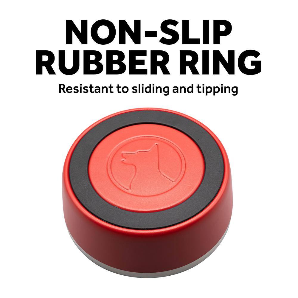 Lucky Dog INDULGE 64 oz. 8 Cup Double Wall Stainless Steel Dog Bowl, Non Slip, Lifetime Warranty in Red