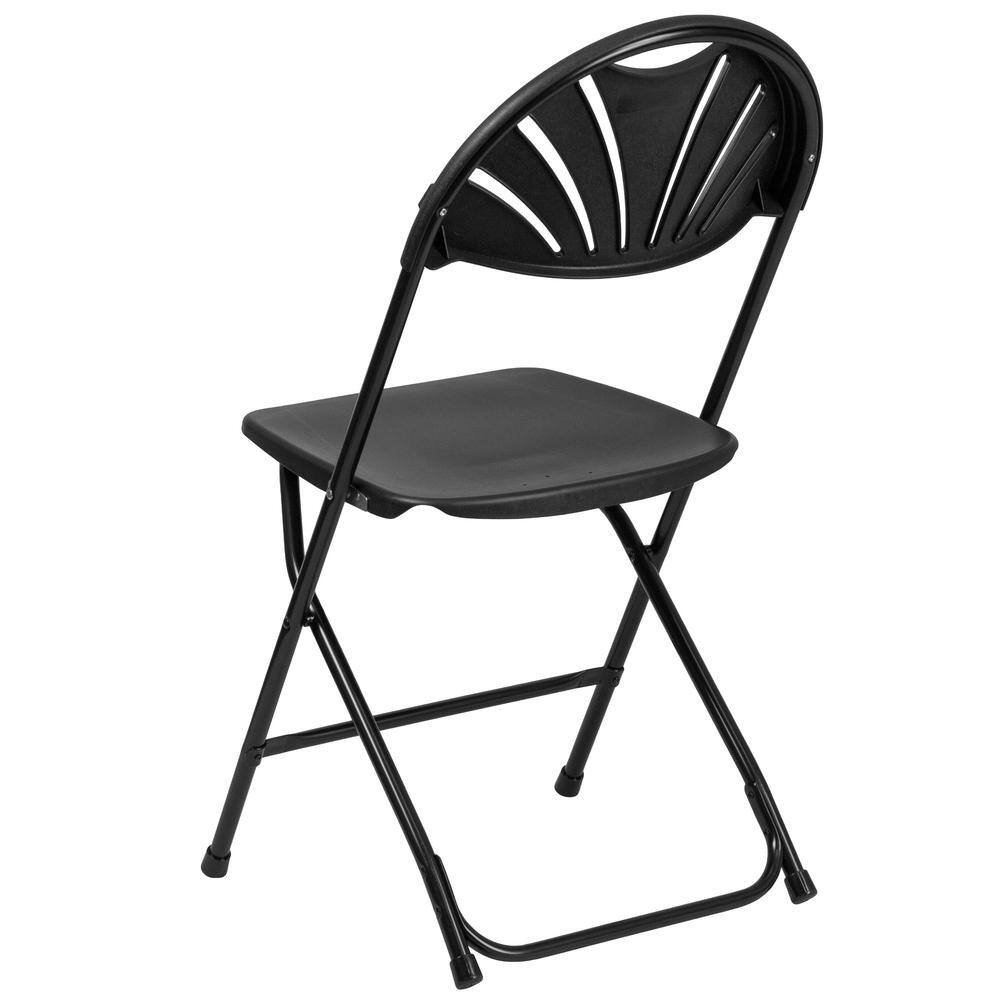 Carnegy Avenue Black Plastic Seat with Metal Frame Folding Chair (Set of 2)