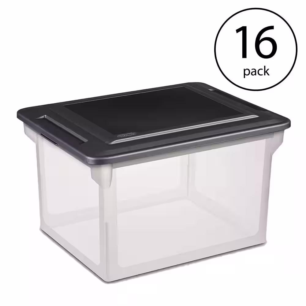 Sterilite 0.8 qt. Storage Box in Clear with Black Lid (16-Pack)