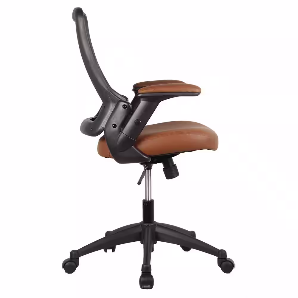 TECHNI MOBILI 25 in. Width Big and Tall Brown Faux Leather Task Chair with Adjustable Height