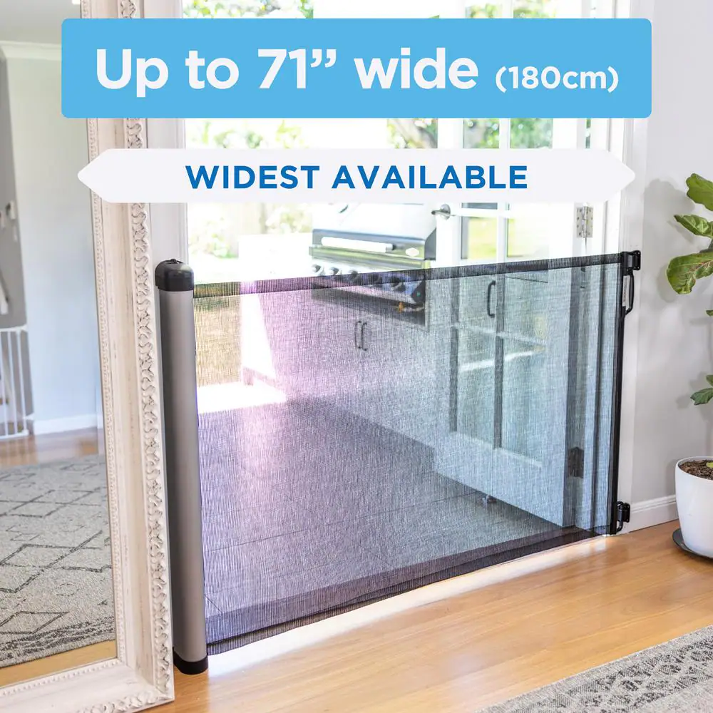 Perma Child Safety 41 in. H Extra Tall and Wide Deluxe Aluminum Outdoor Retractable Gate in Black