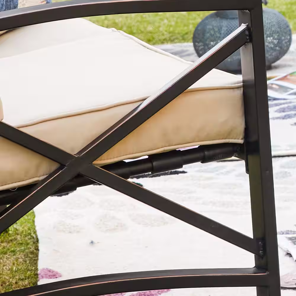 Patio Festival 3-Piece Metal Patio Deep Seating Set with Beige Cushions