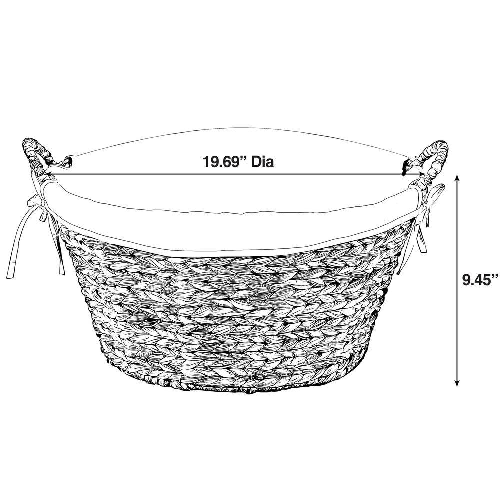 Vintiquewise Water Hyacinth Natural Oval Wicker Laundry Basket with Handles and White Cotton Liner
