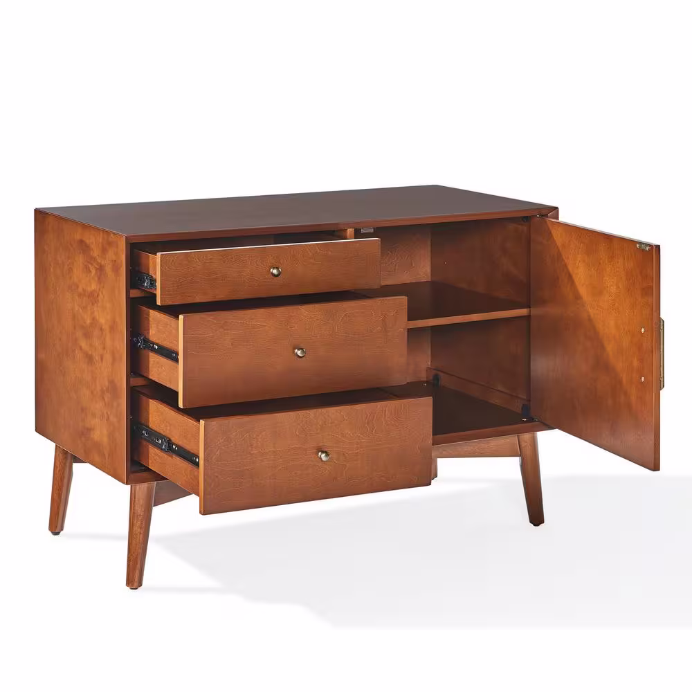 CROSLEY FURNITURE Landon 40 in. Mahogany Rectangle Wood Console Table with Drawers