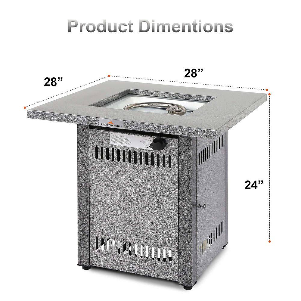 Sireck Silver Square Metal Fire Pit Table