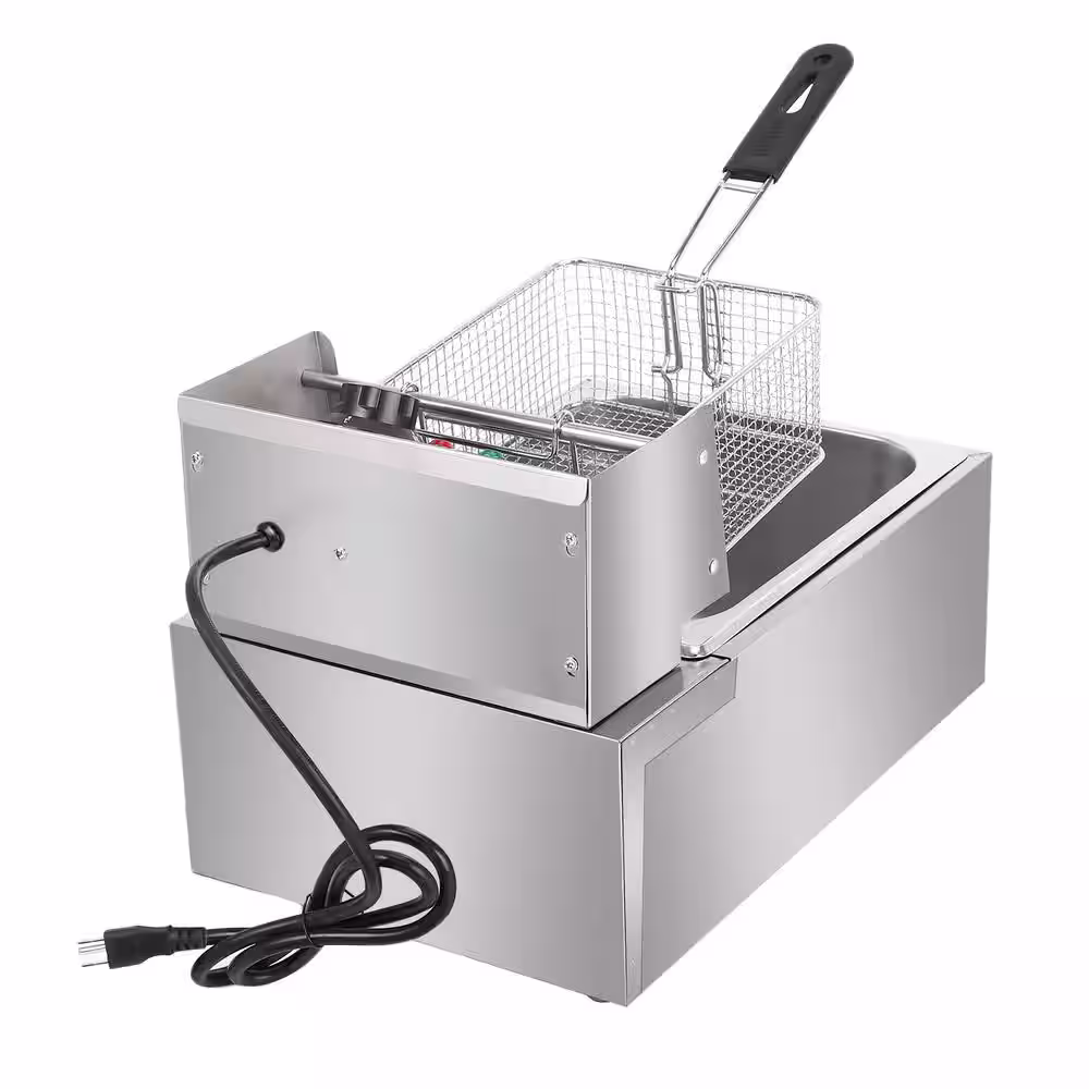 None 6.3 qt. Stainless Steel Electric Deep Fryer