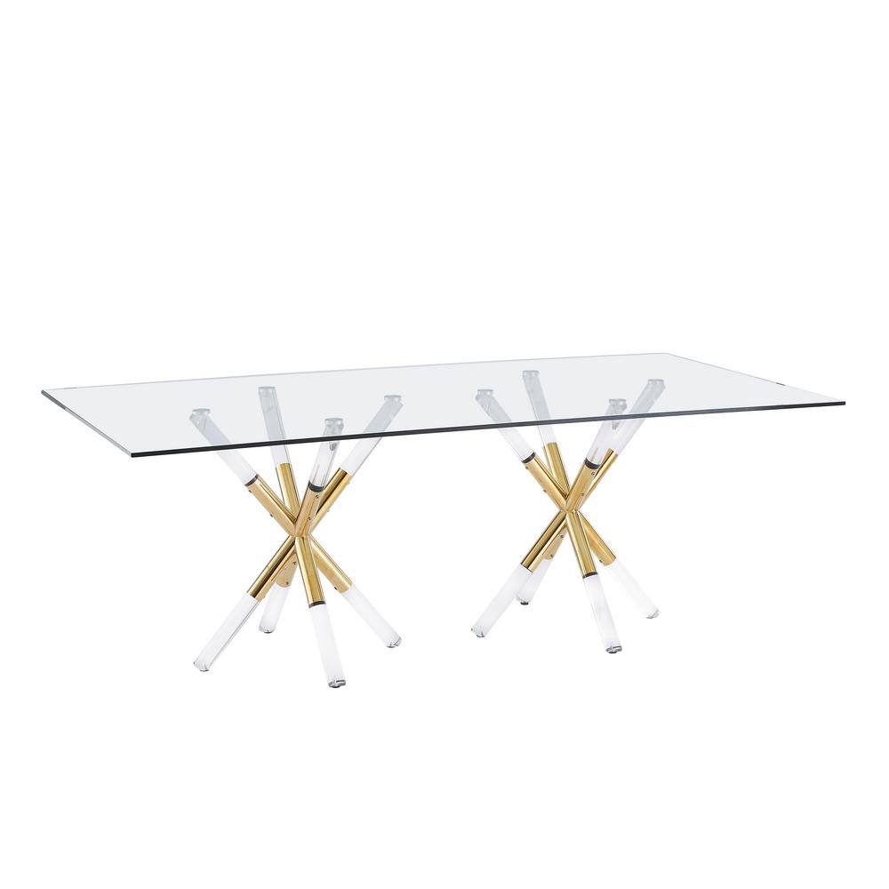 None Dalton 84 in. L Rectangle Gold Dining Table