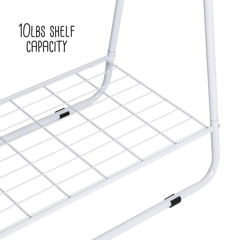 Honey-Can-Do White Steel Clothes Rack with Shelves 40 in. W x 66.7 in. H