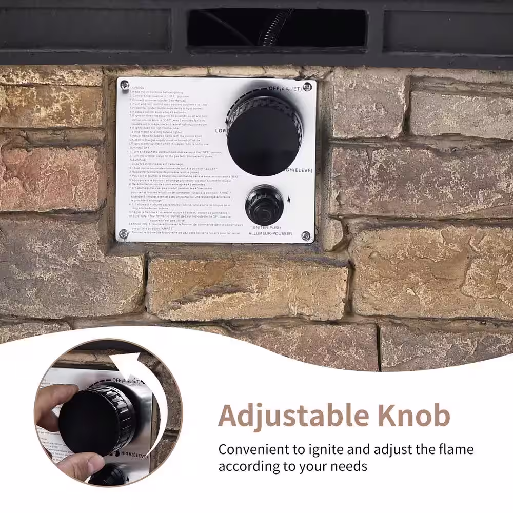 Costway 40,000 BTU Patio Propane Burning Fire Bowl Column with Cover and Lava Rocks