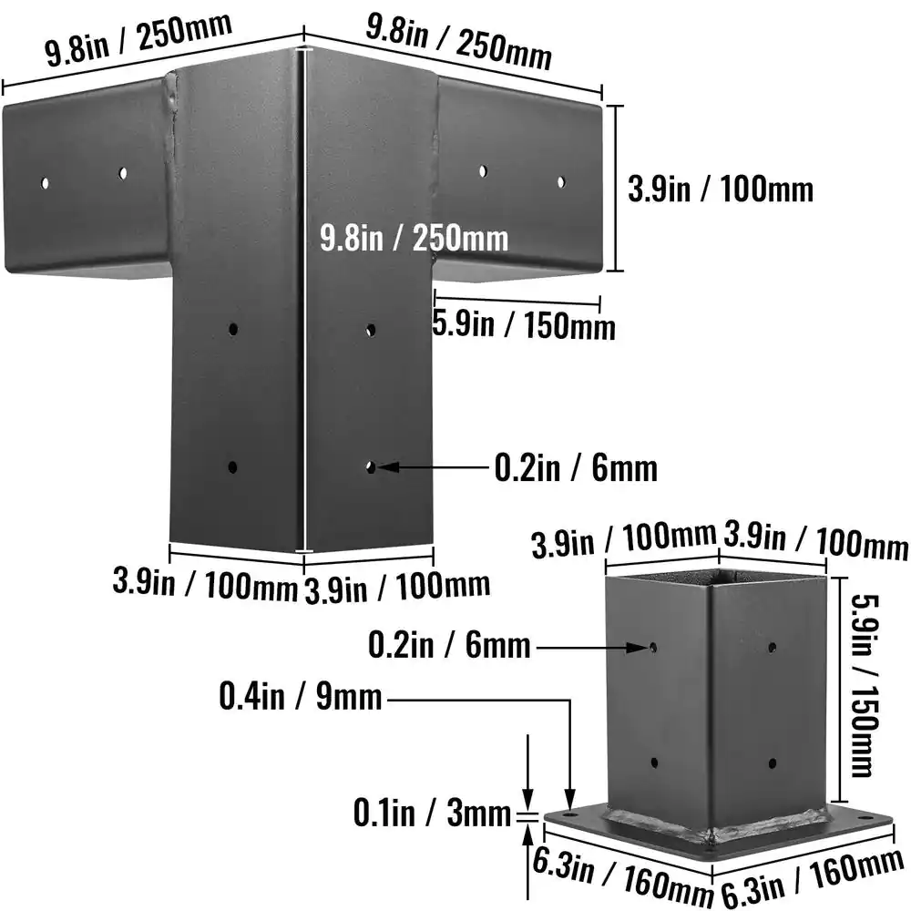 VEVOR 4 in. x 4 in. Woodwork Pergola Kit Elevated Wood Stand Kit Deer Stand Bracket Pergola Brackets, 8-Pack